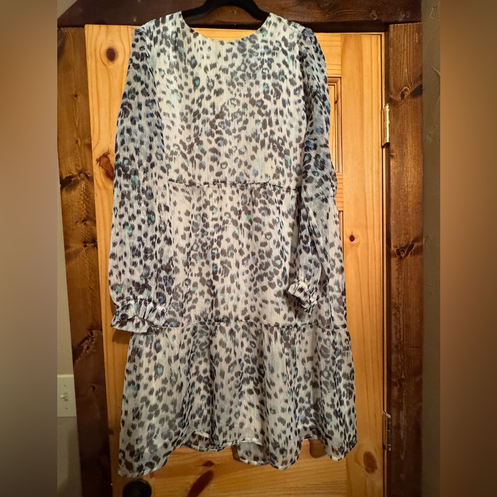 Loft Shimmer Tiered Animal Print Swing Dress